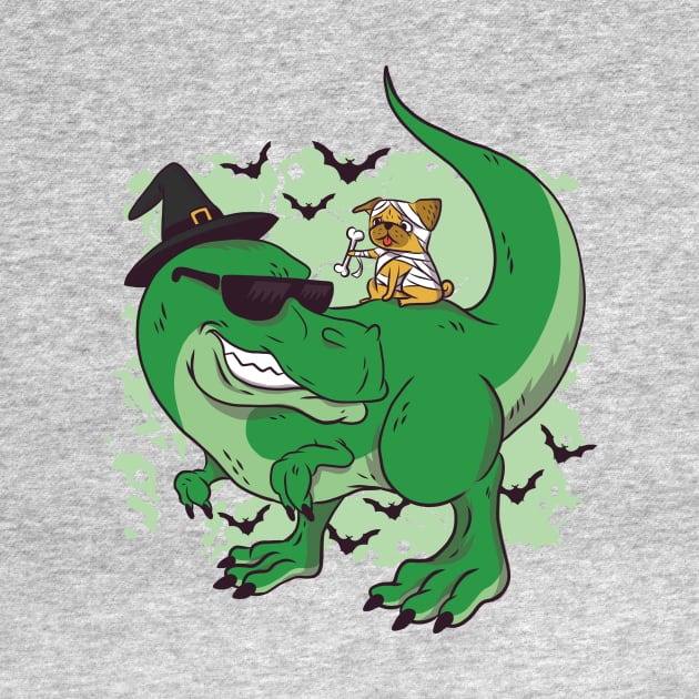 T-Rex and Pug, Trick or Treat Best Friends by SLAG_Creative